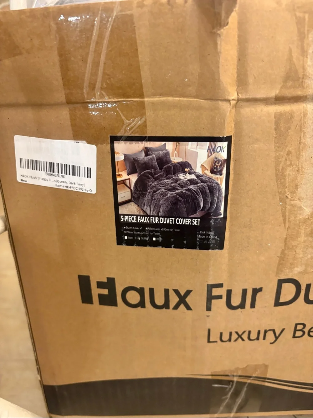 New Open Box Plush Shaggy Duvet Cover Set - 5 Pieces Faux Fur Fluffy Bed Sets/Q